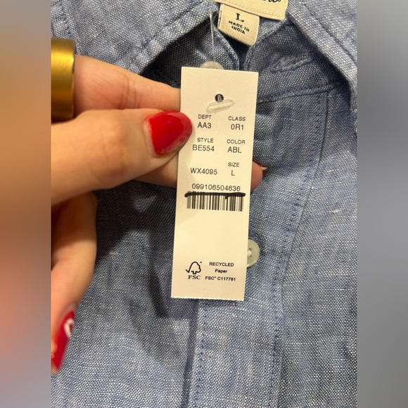 J. Crew Men's Baird McNutt Irish Linen Shirt Blue Size L NWOT - Picture 7 of 13